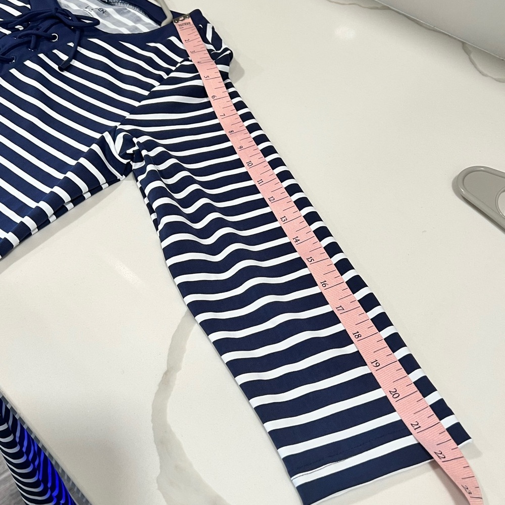 Lands End women's Nautical striped Navy/white Swim Cover Up Dress Size M 10-12 - Picture 5 of 12